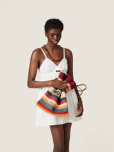 Miu Miu Bordeaux and Natural Raffia-Effect Woven Tote Bag