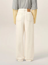 Ami Paris White Cream Wide Fit Denim Trousers