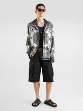 Dolce & Gabbana Blue Cargo-Print Silk Twill Shirt