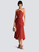 Balmain Red Shell Strap Midi Dress