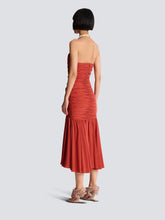 Balmain Red Shell Strap Midi Dress
