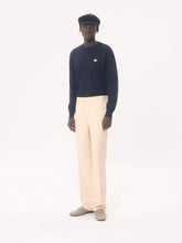 Valentino Garavani Navy Wool Jumper with VLogo Patch
