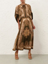 Zimmermann Olive Paisley Silk Tunic Midi Dress