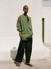 Matteau Green Popover Mini Shirt Dress