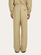 Ferragamo Stone Beige Linen Tailored Jogger Pants