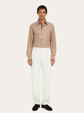 Ferragamo Ecru Tailored Cotton Cashmere Twill Trousers