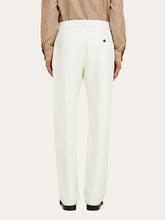 Ferragamo Ecru Tailored Cotton Cashmere Twill Trousers