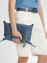 Fendi Blue FF Squared Leather Key Ring