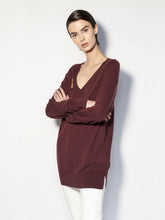 Paula Long V-Neck Burgundy Cashmere Sweater