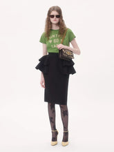 Black Crepe Couture Midi Skirt