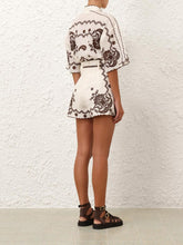 Zimmermann Ivory Chocolate Ascension Embroidered Shorts