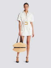 Balmain White Short Lace-Up Canvas Dress