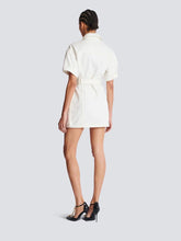 Balmain White Short Lace-Up Canvas Dress