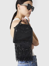 Black Limited-Edition Falabella Sequin Fringe Tiny Tote Bag | PDP - Fashion Clinic