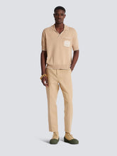 Balmain Beige Écusson Embroidered Knit Polo Shirt