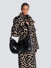 Balmain Black Track Shiny Leather Tote Bag