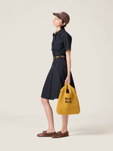 Miu Miu Ivy Raffia-Effect Woven Tote Bag in Ocre