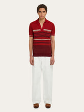 Ferragamo Rust and Red Striped Cotton Knit Polo