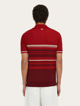 Ferragamo Rust and Red Striped Cotton Knit Polo