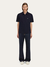 Ferragamo Navy Cotton Polo with Jacquard Pocket