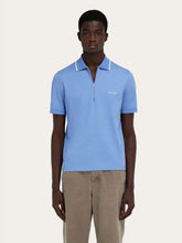 Ferragamo Bluette Cotton Polo with Zip Detail