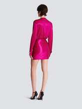 Balmain Pink Draped Interlock Jersey Mini Dress