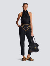 Balmain Black Backless Satin Draped Top