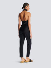 Balmain Black Backless Satin Draped Top