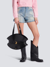 Balmain Black Shuffle Medium Leather Bag