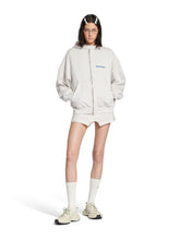 Balenciaga Dirty White Zip-Up Sweatshirt with Blue Logo