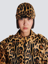 Balmain Leopard Print Ponyskin Leather Cap