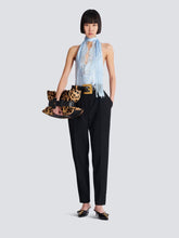 Balmain Blue Backless Fringed Satin Top