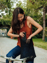 Dragon Diffusion Black Knit Hobo Leather Tote