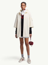Moncler Ivory Wool Cape with Quilted Nylon Hood