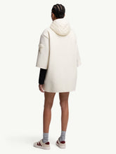Moncler Ivory Wool Cape with Quilted Nylon Hood