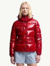 Moncler Red Glareins Braided Trim Short Down Jacket