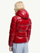Moncler Red Glareins Braided Trim Short Down Jacket