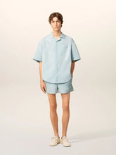 Ami Paris Sky Blue Taffeta Boxy Short-Sleeved Shirt