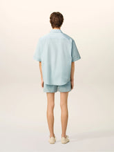 Ami Paris Sky Blue Taffeta Boxy Short-Sleeved Shirt