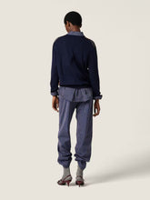 Miu Miu Navy Argyle Wool V-Neck Sweater