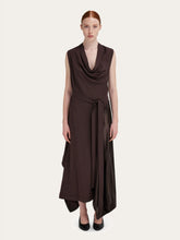 Ferragamo Asymmetric Cowl-Neck Midi Dress
