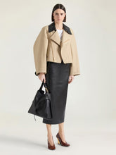 Givenchy Beige Cropped Peacoat with Leather Collar
