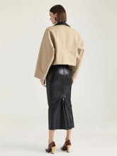 Givenchy Beige Cropped Peacoat with Leather Collar