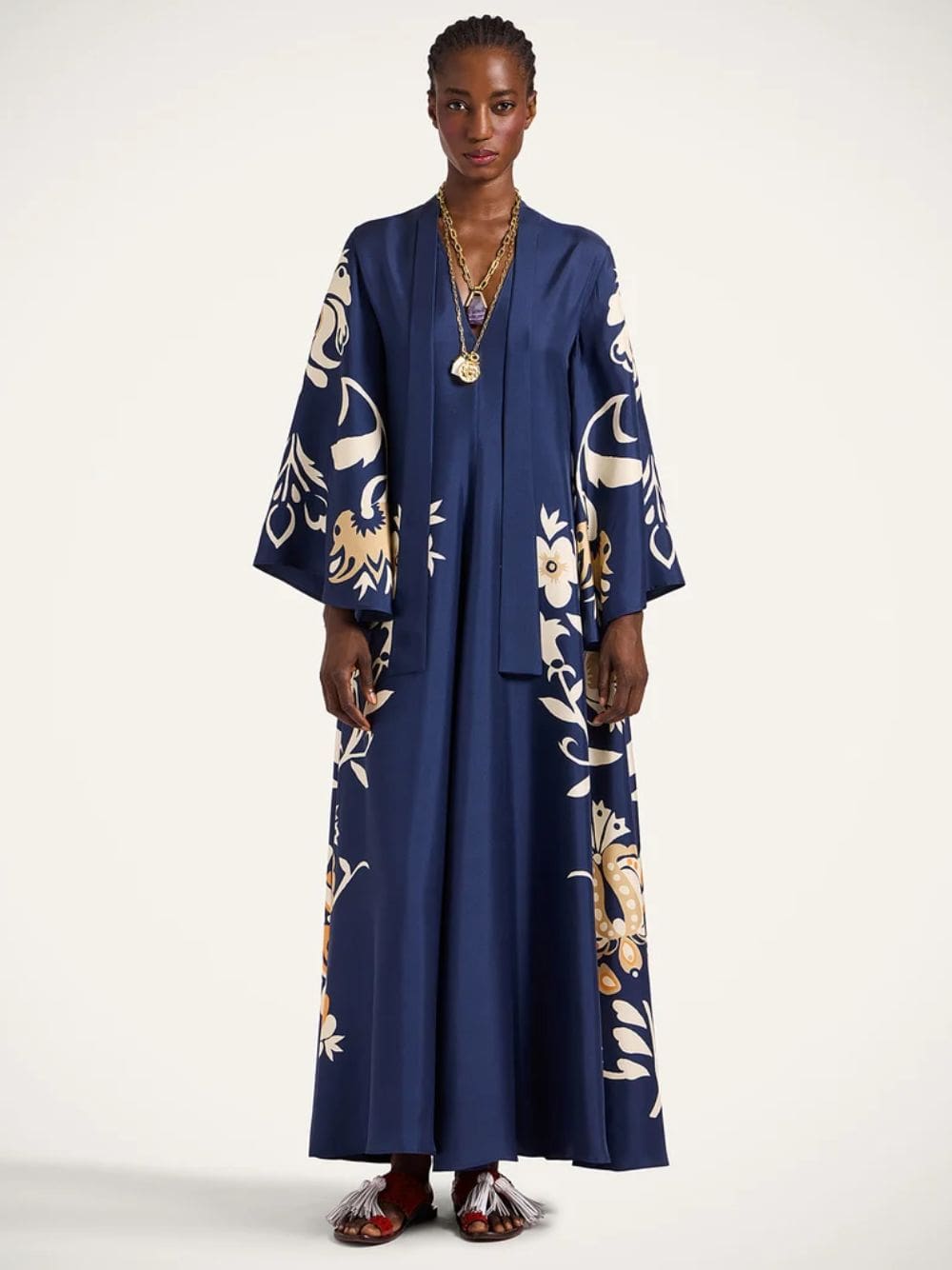 la double j maxi dress Selva Placée Silk Twill Maxi Dress