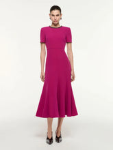 Roland Mouret Dark Pink Cady Diamante Midi Dress