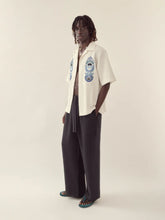 Commas White Shell Embroidered Camp Collar Shirt