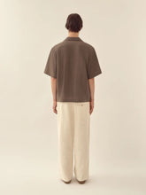 Commas Dark Taupe Paisley Embroidered Camp Shirt