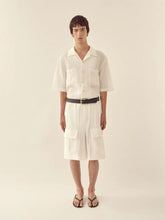 Commas White Oversized Linen Patch Pocket Shirt