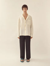 Commas White Stand Collar Hemp Viscose Shirt