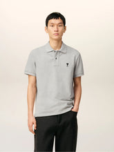 Ami Paris Heather Ash Grey Contrasted Ami de Coeur Polo Shirt